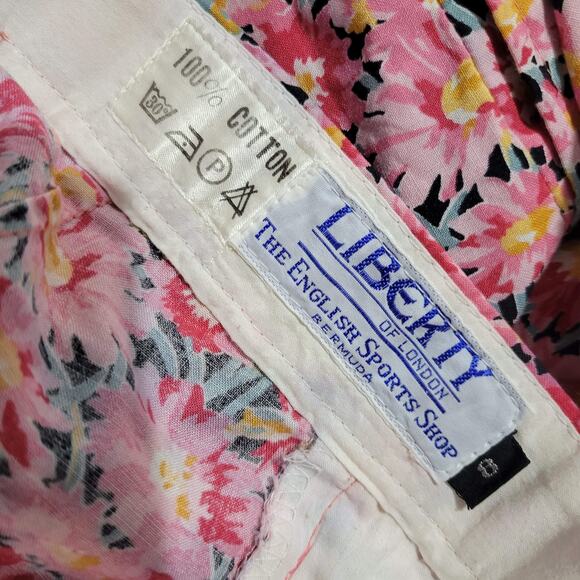 Vintage Liberty of London Bermuda Shorts Pink Floral High Waist Tropical 2 XS - Picture 9 of 14